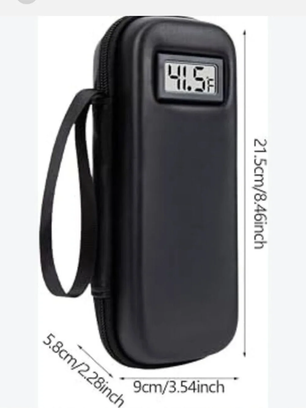 Black Travel Electronics Case with Built-In Thermometer